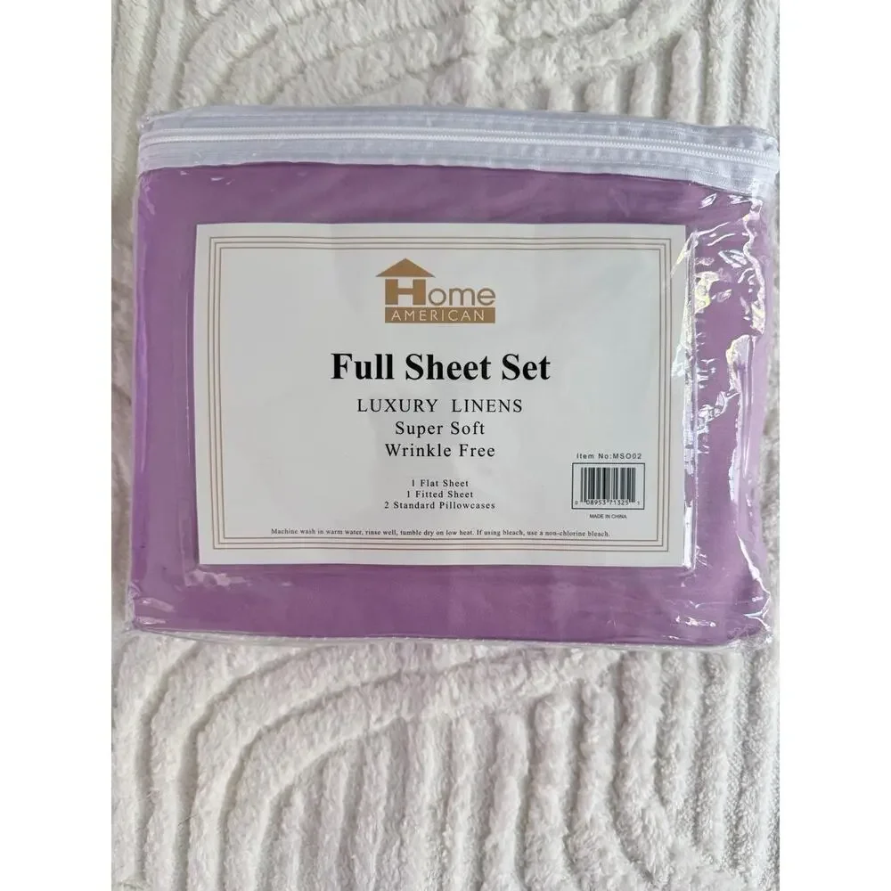 Home American Luxury Linen full Sheet Set in Pink/Lavender